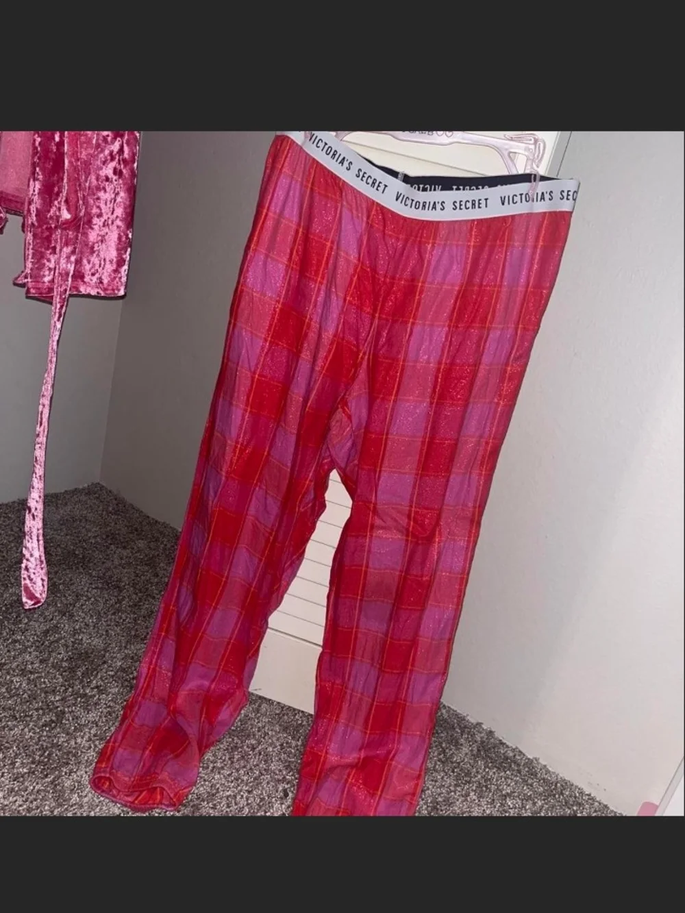 Victoria's Secret Red & Pink Plaid Lounge Pants
